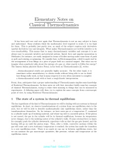 Elementary Notes on Classical Thermodynamics