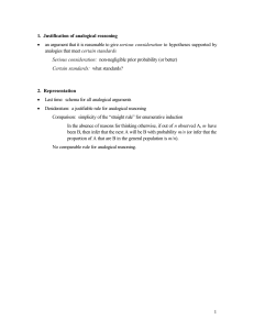 1 1. Justification of analogical reasoning • an argument that it is