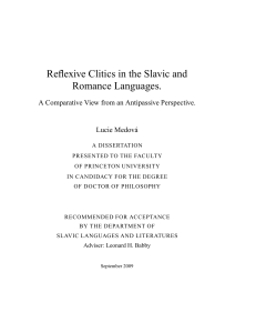 Reflexive Clitics in the Slavic and Romance Languages.