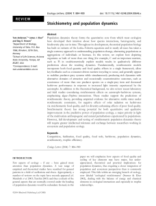 Stoichiometry and population dynamics