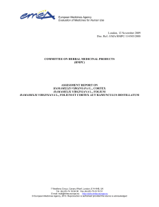 Assessment report on hamamelis virginiana l - EMA