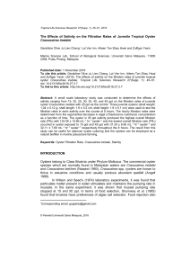 The Effects of Salinity on the Filtration Rates of Juvenile Tropical