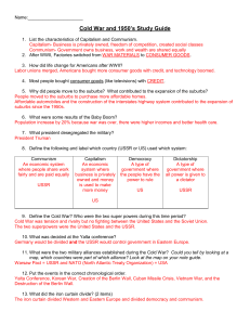 Cold War and 1950`s Study Guide