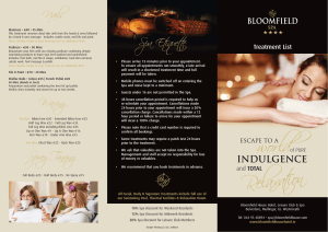 View our Spa Brochure - Bloomfield House Hotel