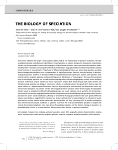 the biology of speciation