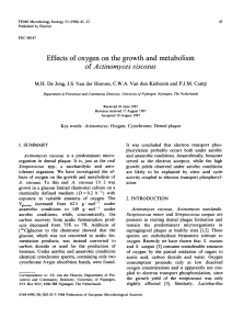 Effects of oxygen on the growth and metabolism of Actinomyces