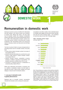 Remuneration in domestic work DOMESTIC WORK
