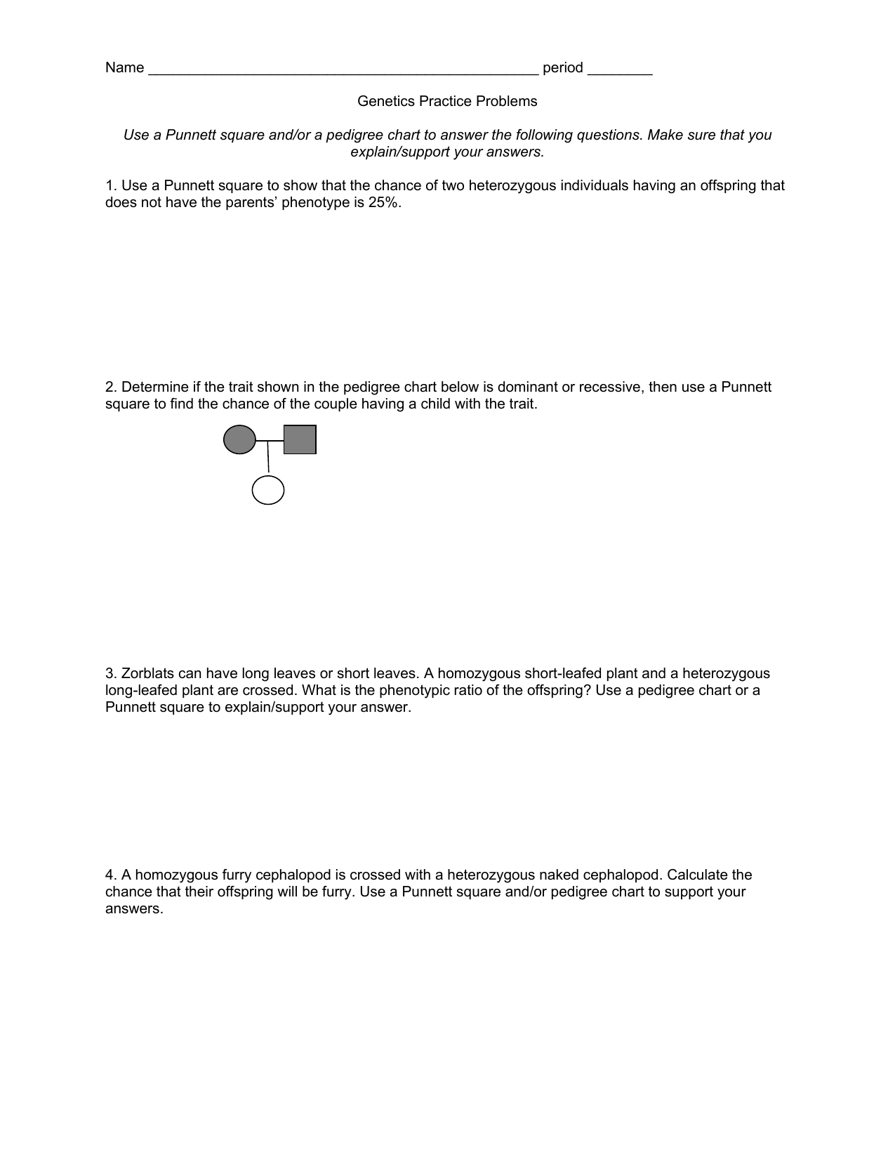 worksheet Genetics Practice Problems Worksheet Answer Key genetics practice problems use a punnett square andor ap