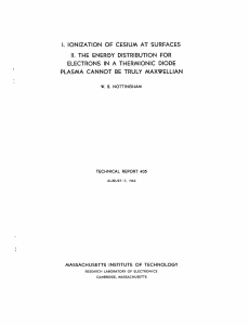 I. IONIZATION OF CESIUM AT SURFACES II. THE ENERGY