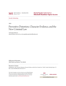 Preventive Detention, Character Evidence, and the New Criminal Law
