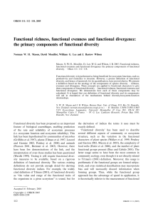 Functional richness, functional evenness and functional divergence