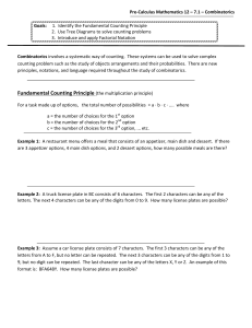 Fundamental Counting Principle (the multiplication principle)