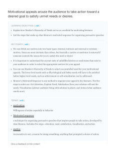 Motivational appeals arouse the audience to take action