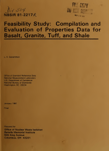Feasibility study: compilation and evaluation of properties data for