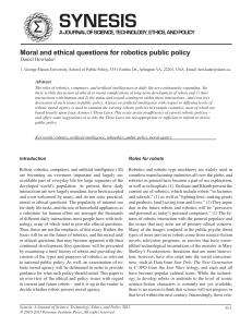 Moral and ethical questions for robotics public policy