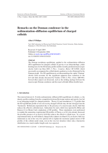 Remarks on the Donnan condenser in the sedimentation–diffusion