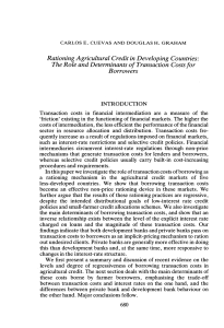 Rationing Agricultural Credit in Developing