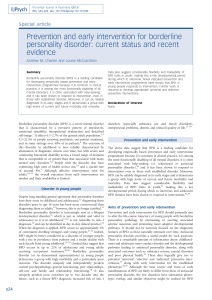 Prevention and early intervention for borderline personality disorder