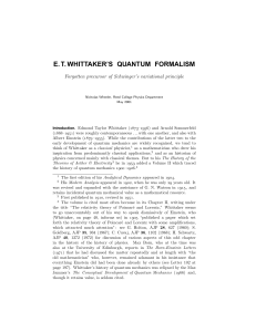 E.T.WHITTAKER`S QUANTUM FORMALISM