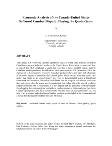 Economic Analysis of the Canada-United States Softwood Lumber