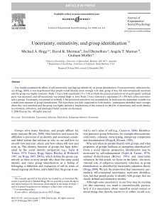 Uncertainty, entitativity, and group identification