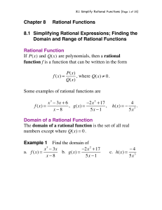Chapter 8: Rational Functions