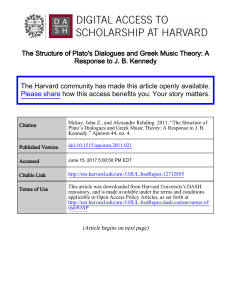 The Structure of Plato`s Dialogues and Greek Music Theory: A