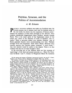 Polybius, Syracuse, and the - Greek, Roman, and Byzantine Studies