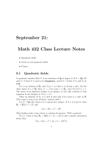 September 21: Math 432 Class Lecture Notes