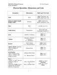 Physical Quantities: Dimensions and Units