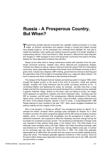 Russia - A Prosperous Country, But When?