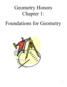 Geometry Honors Chapter 1: Foundations for Geometry