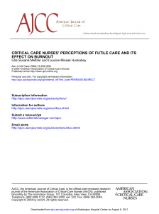 effect on burnout critical care nurses` perceptions of futile care