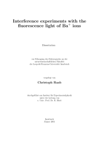 Interference experiments with the fluorescence light of Ba ions