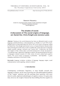 The shades of social. A discussion of The social origins of language