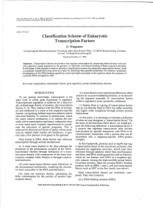 Classification Scheme of Eukaryotic Transcription Factors