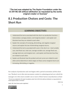 8.1 Production Choices and Costs: The Short Run