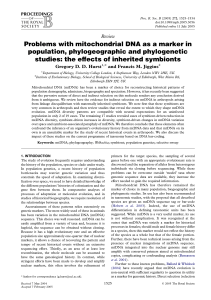 Problems with mitochondrial DNA as a marker in population