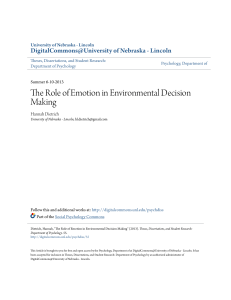 The Role of Emotion in Environmental Decision Making