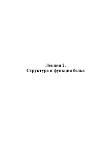 Лекция 2. Структура и функция белка