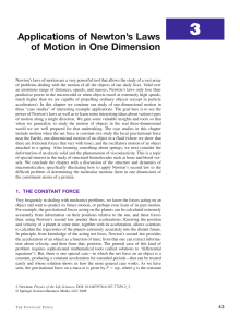 Applications of Newton`s Laws of Motion in One Dimension