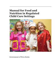 Manual for Food and Nutrition in Regulated Child Care Settings