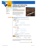 8-3 Adding and Subtracting Rational Expressions