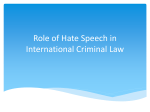 Role of Hate Speech in International Criminal Law