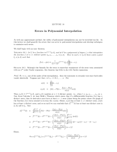 Lecture 16: Errors in Polynomial Interpolation