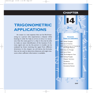 Chapter 14 Trigonometric Applications