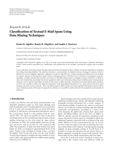 Research Article Classification of Textual E-Mail Spam