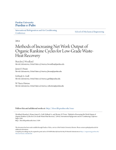 Methods of Increasing Net Work Output of Organic - Purdue e-Pubs