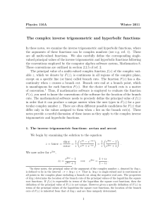 The complex inverse trigonometric and hyperbolic functions