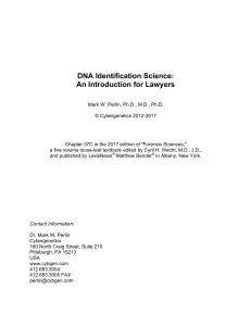 DNA Identification Science: An Introduction for Lawyers